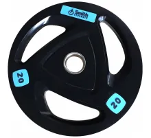 Диск для штанги Smith WP085-20 c 3-м хватом, обрезиненный, 20кг
