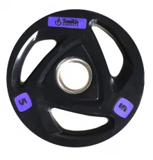 Диск для штанги Smith WP085-5 c 3-м хватом, обрезиненный, 5кг